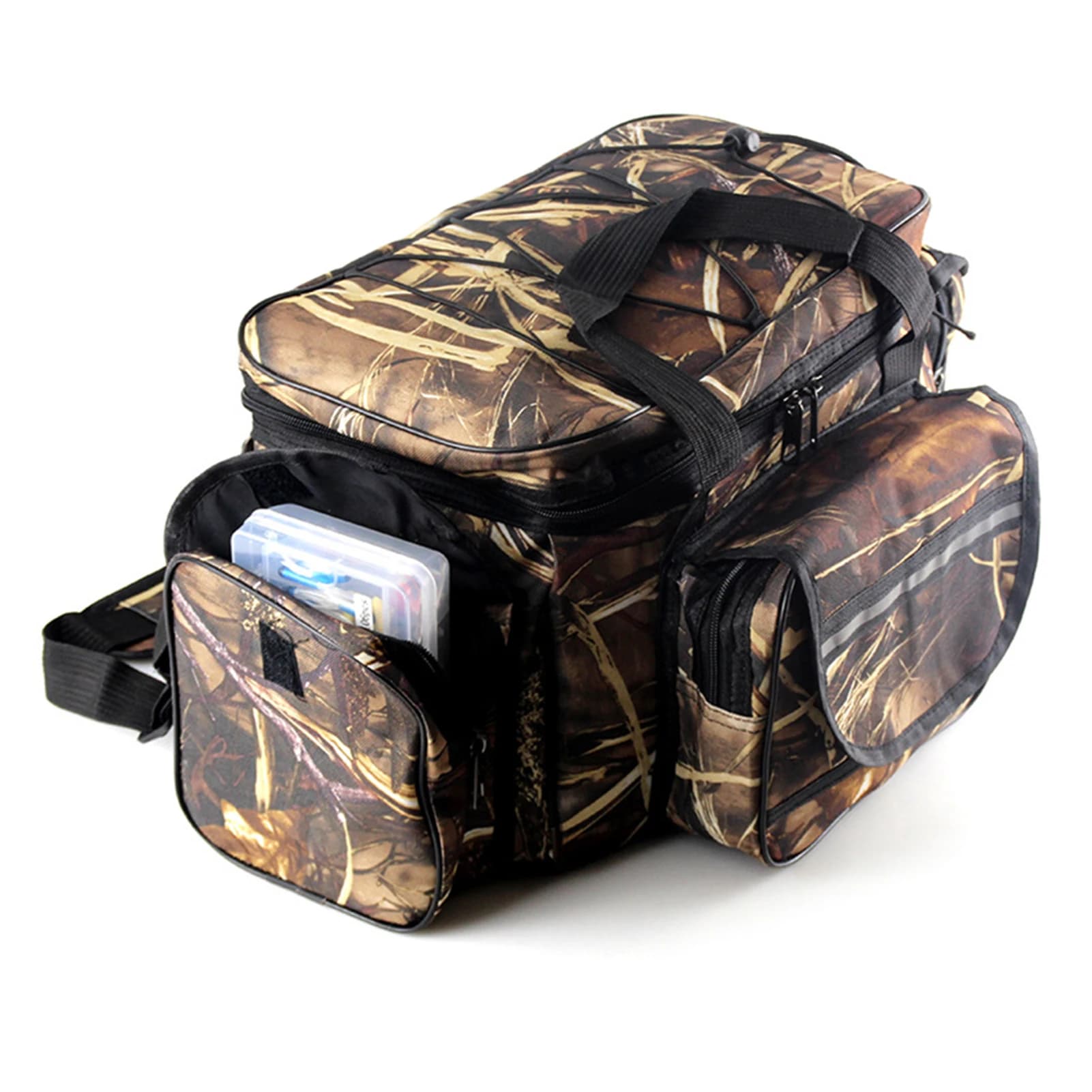 Large Capacity Waterproof Fishing Tackle Bag Shoulder Pack Outdoor Travel Hunting Storage Case with Multiple Compartments