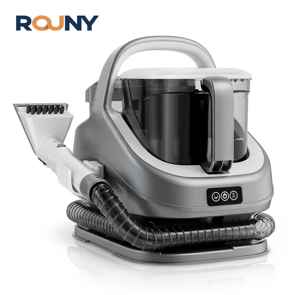 ROUNY 1300W 3-In-1 Steam Fabric Cleaner, Portable Upholstery Steam Cleaning Machine with 13kPa Strong Suction, 100°C High Temperature Sanitizing, Hot & Cold Water Washing, Design For Sofa, Carpet, Car