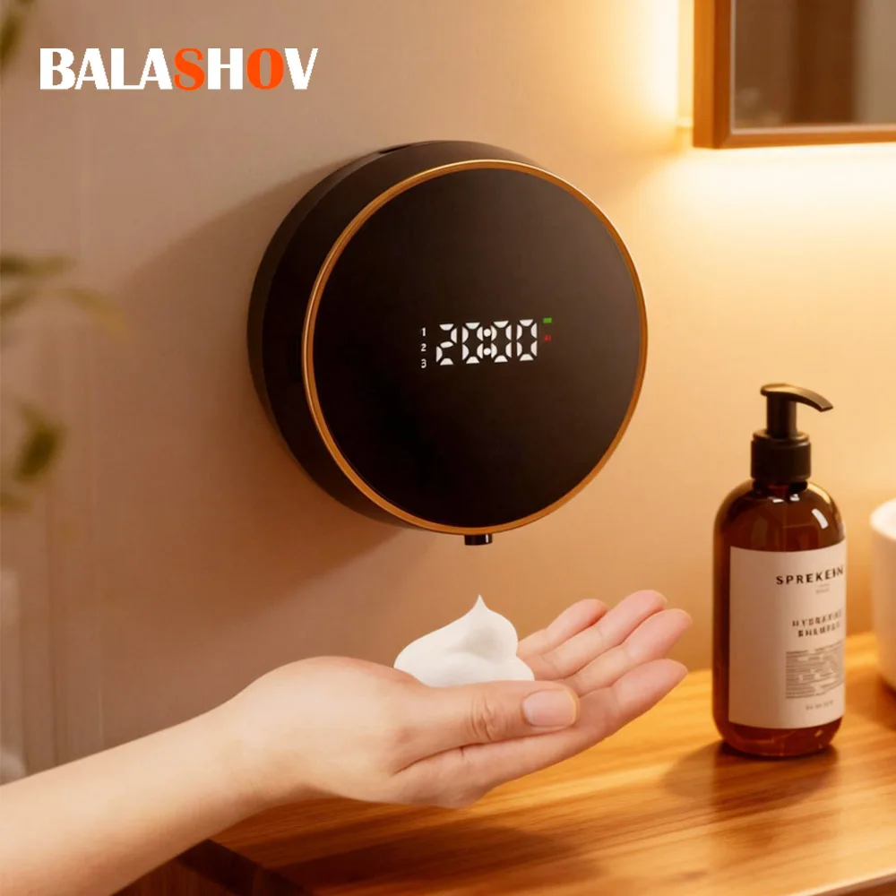 300ML Wall-Mounted Intelligent Induction LED Display Round Automatic Soap Dispenser Touchless Infrared Hand Washing Machine