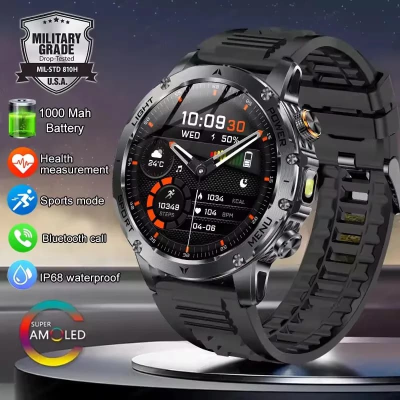 T-Rex 3 Military Grade 1000mAh Battery Smart Watch IP68 Waterproof GPS Bluetooth call AMOLED HD Men Sports 2026 New Smartwatch