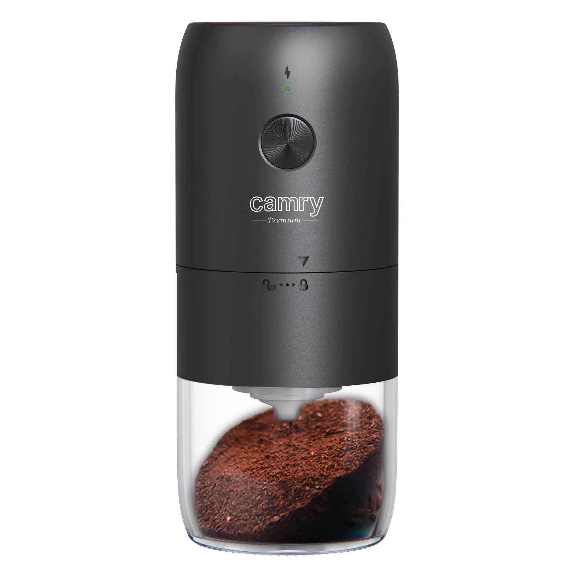Camry CR4302 Wireless Coffee Grinder, Ceramic Grinder Adjustable, USB-C, Black