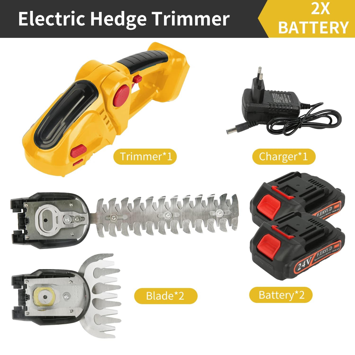 2-in-1 Electric Grass Trimming Machine Versatile Cordless Shrub Trimming Machine with Changeable Blades Garden Power Tool Hedge Trimmer Branches Cutting Tool