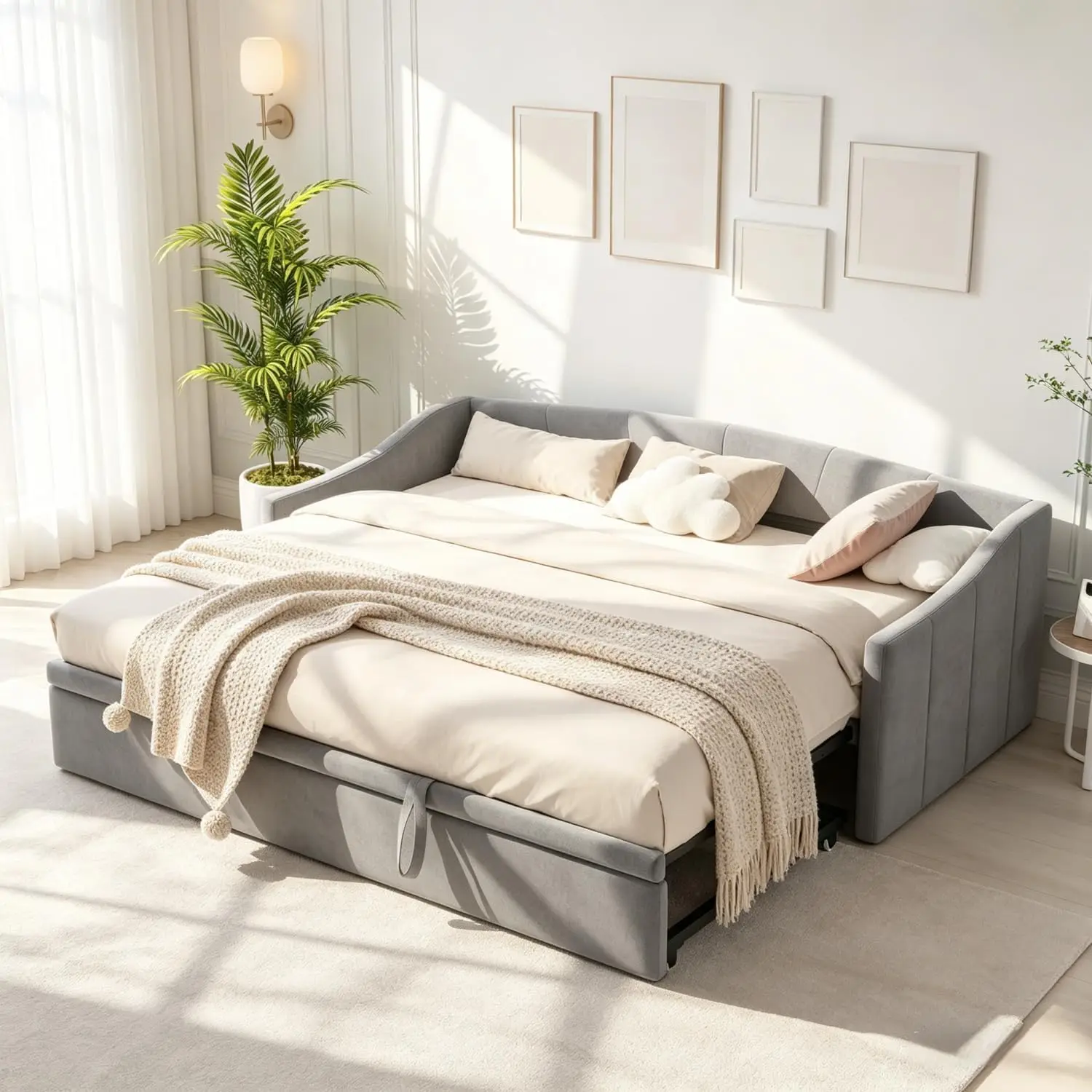 RosahqndaDouble Sofa Bed,Extendable Sofa Bed, 90/180x200cm,Folding Sofa with Slatted Frame, Couch Bed 2-Seater