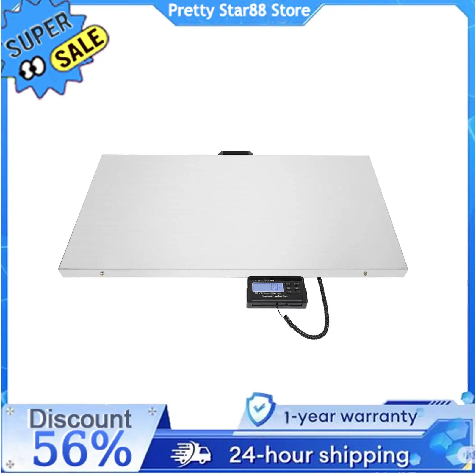 Modern Simple Stainless Steel Animal Digital Scale LCD Monitor 300kg 6 Function Keys for Pets Dual Installation