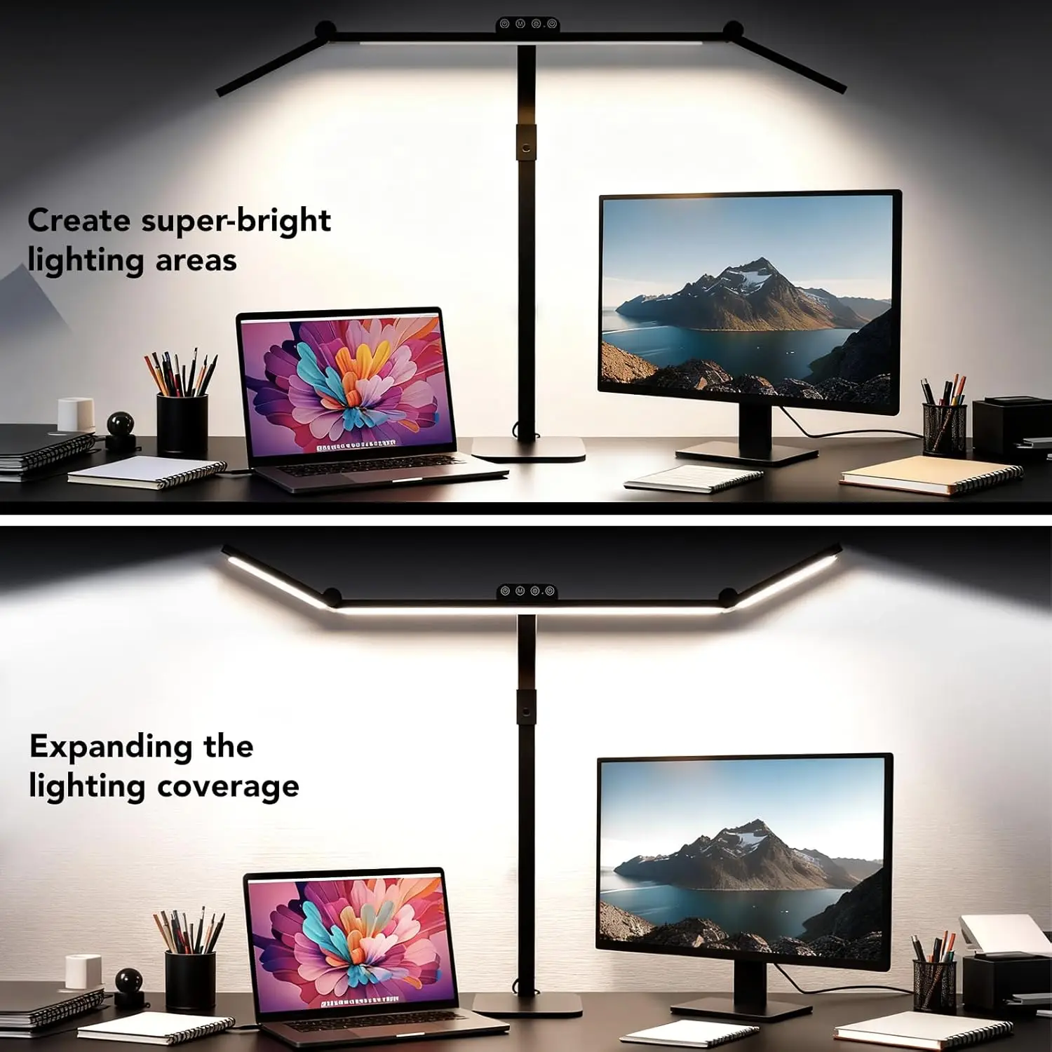 360° Flexible LED Desk Lamp with Base, Dimmable 28.2" Adjustable Gooseneck Swing Arm Ultra Bright Desk Light for Home Office