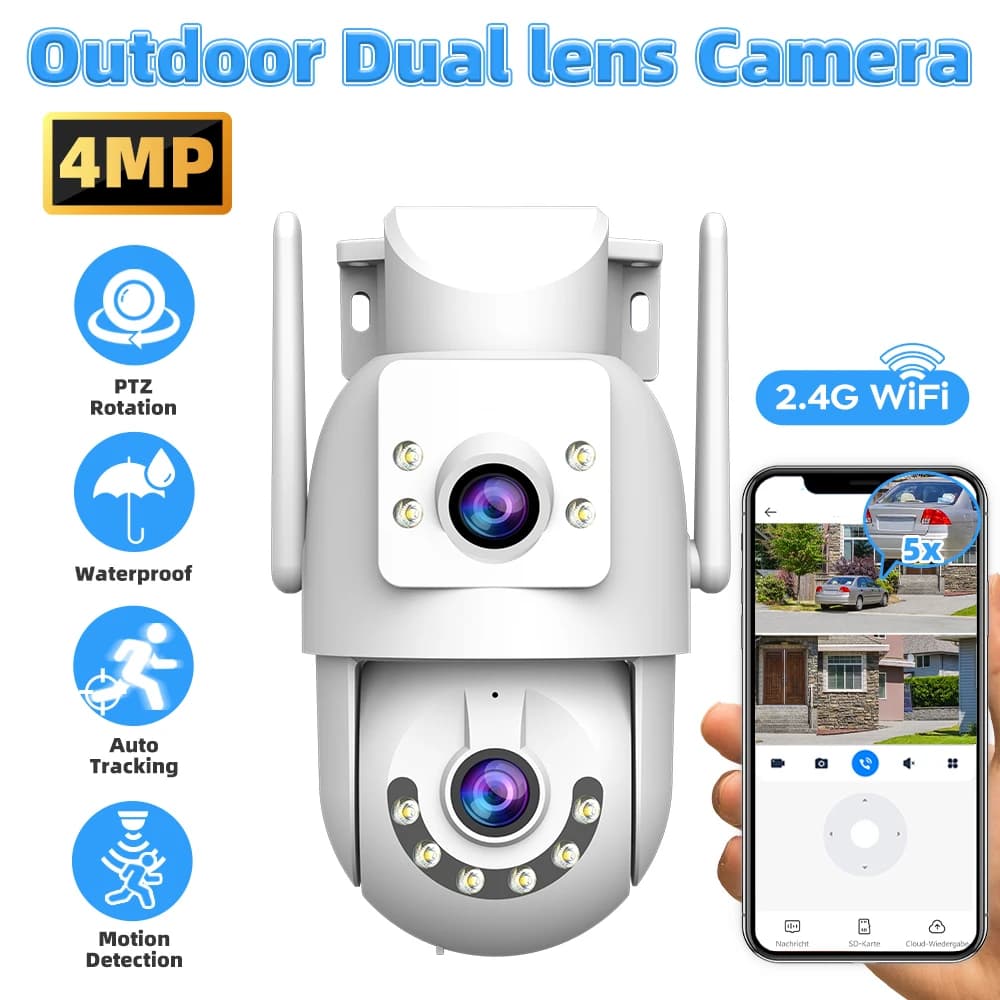 JOOAN 4MP Dual Lens IP Camera Home Two-Way Audio Onvif Color Night Vision Outdoor Waterproof PTZ Security Camera Protection