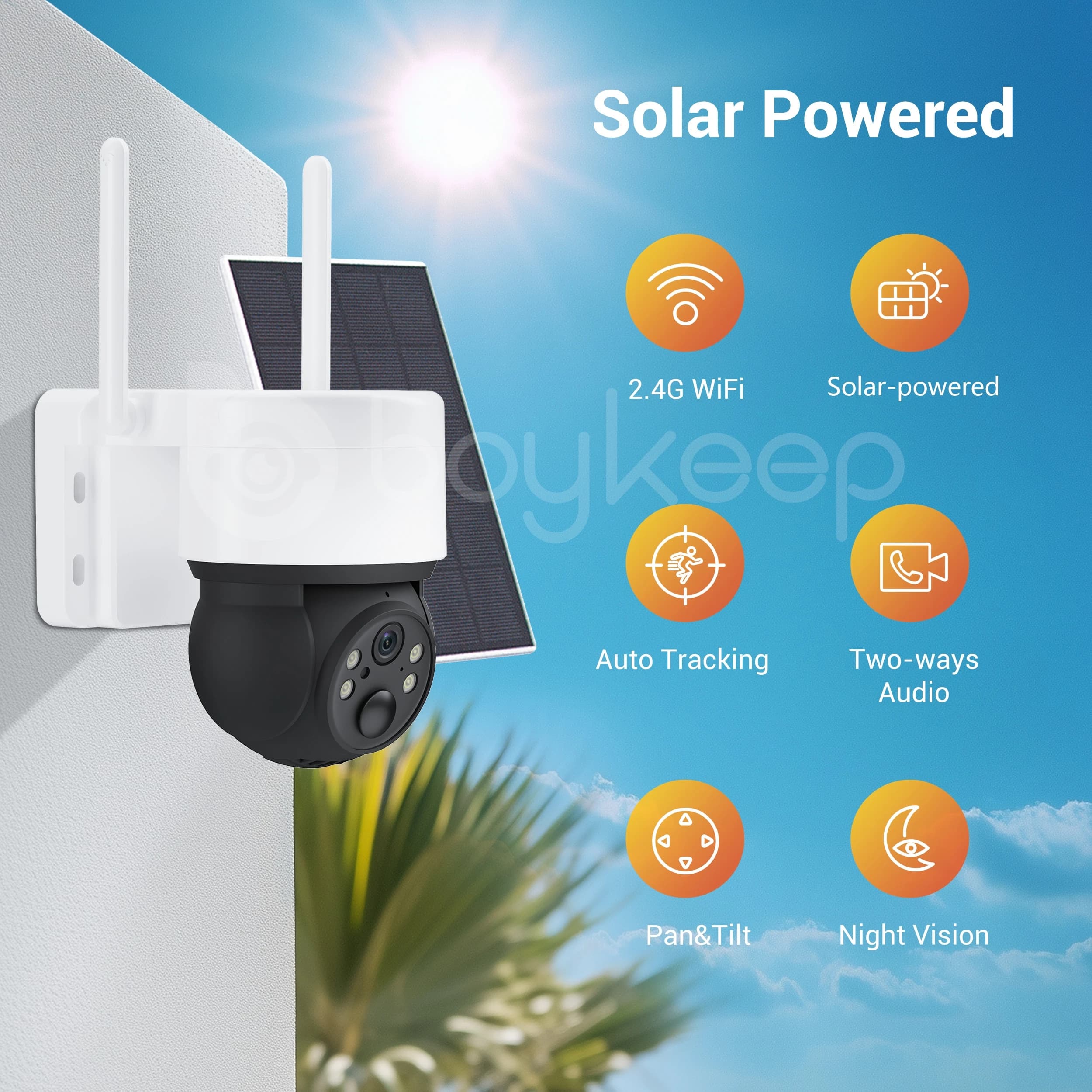 1-2PC 3MP HD WiFi Camera 355° Rotation Dual Light Night Vision IP66 Waterproof Phone Remote Monitoring PIR Motion Sensor Two-way