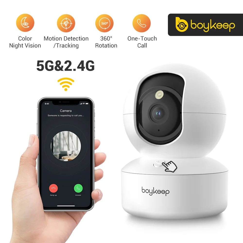 BoyKeep 3MP 5G/2.4GHz WiFi Indoor Home Security IP Smart Baby Monitor Camera Automatic Tracking 24/7 Video Surveillance Camera