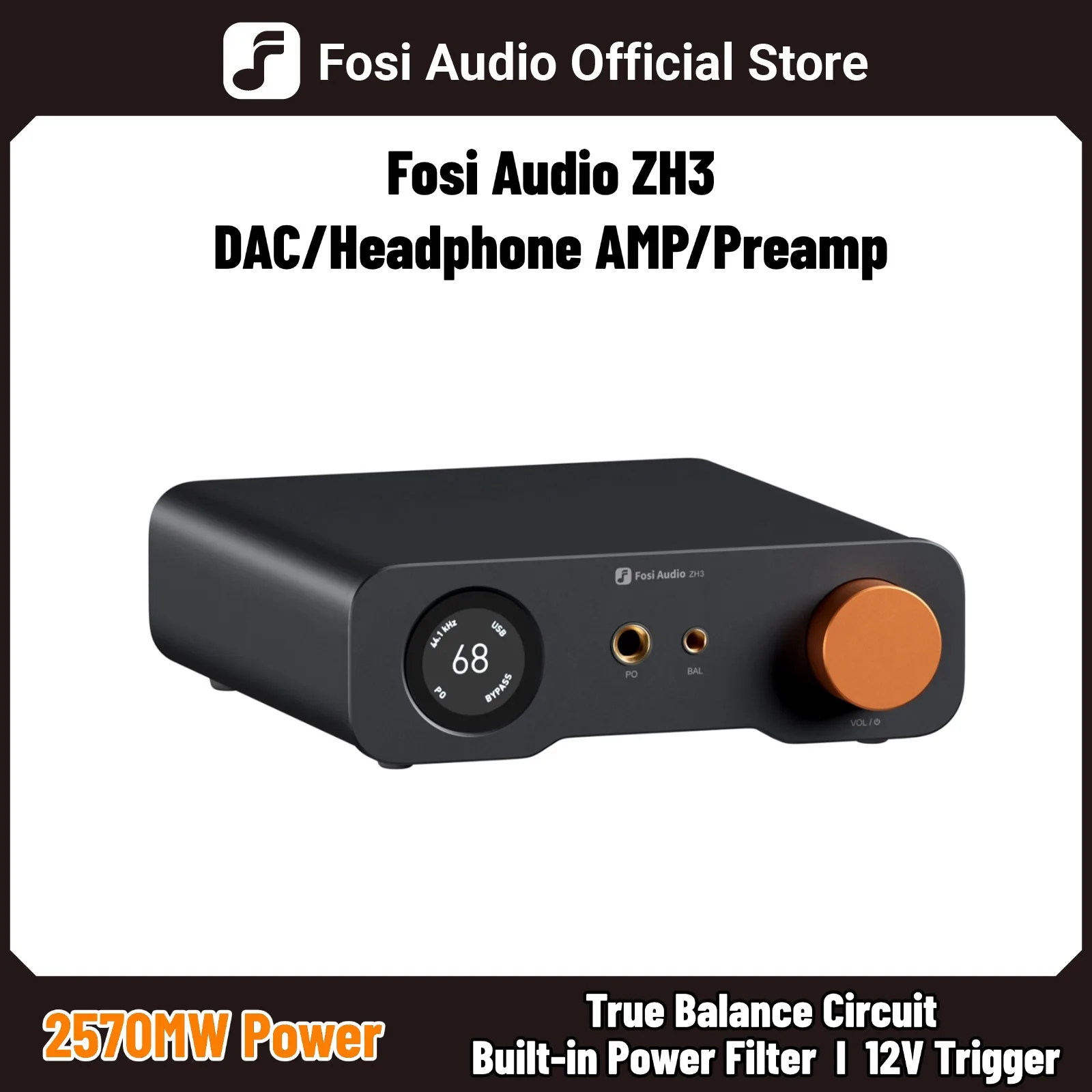 Fosi Audio ZH3 HIFI Headphone Amplifier AKM4493SEQ Desktop DAC Fully Balanced Preamp with Remote 12V Trigger Input