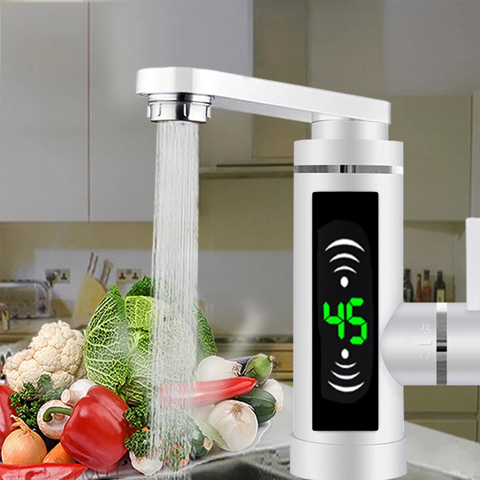 3000W Electric Faucet Instant Heating Continuous Heater Faucet with Digital LED Faucet