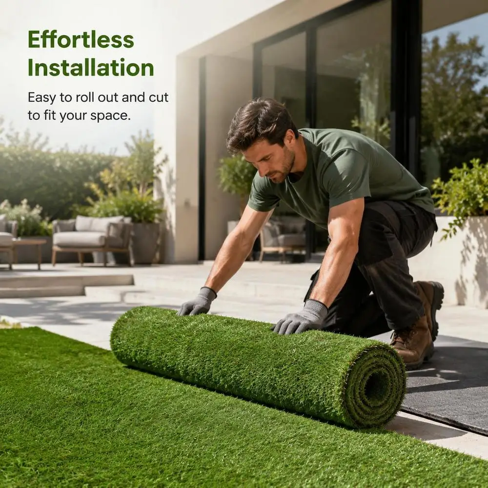 Green Artificial Turf 1x8m 40mm Realistic Synthetic Grass Mat Indoor Patio Balcony Garden Landscape Decor Lawn