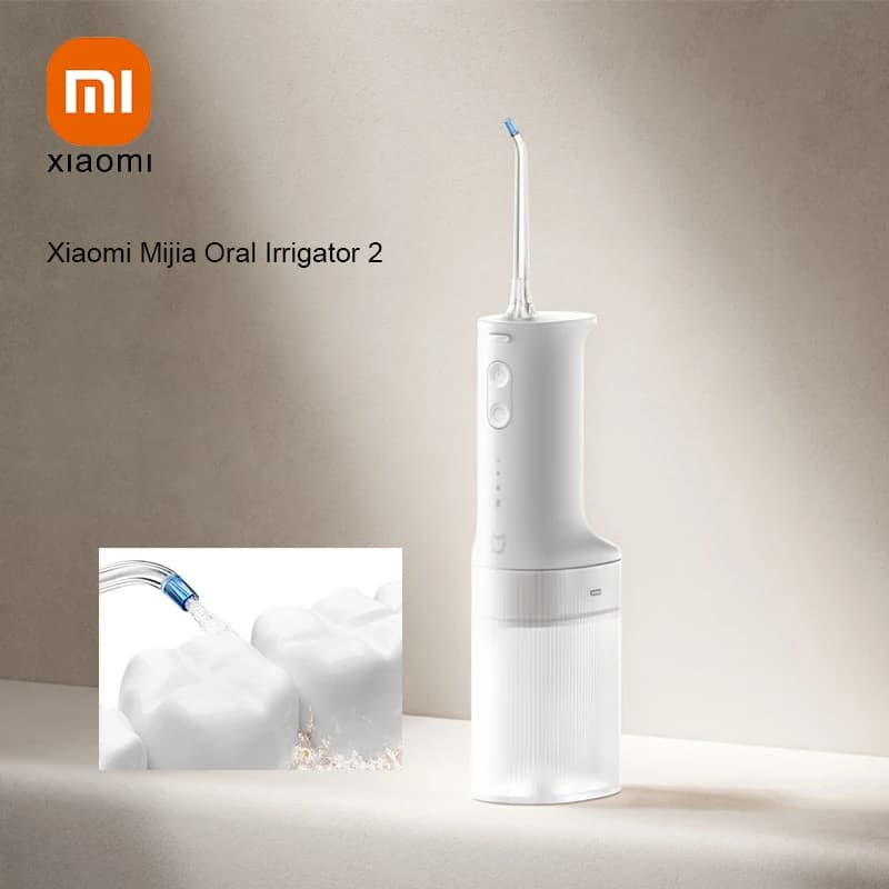 Xiaomi Mijia Oral Irrigator 2, Portable Electric Water Flosser 200ml Type-C Charge 3 Modes for Teeth/Gum Cleaning 2 Nozzles