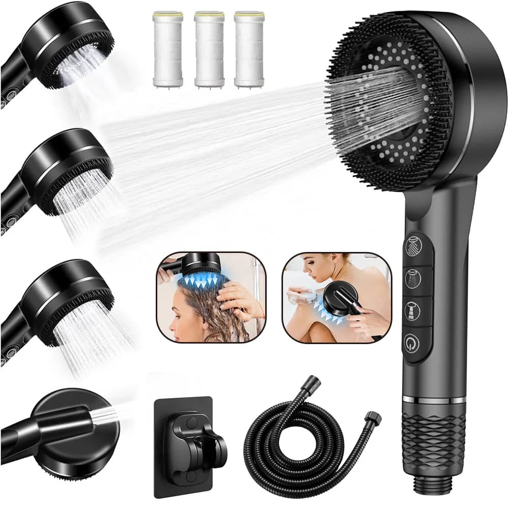 Handheld Shower Head Set, High Pressure Shower Head, with Filter, Universal Water Saving Large Showerhead