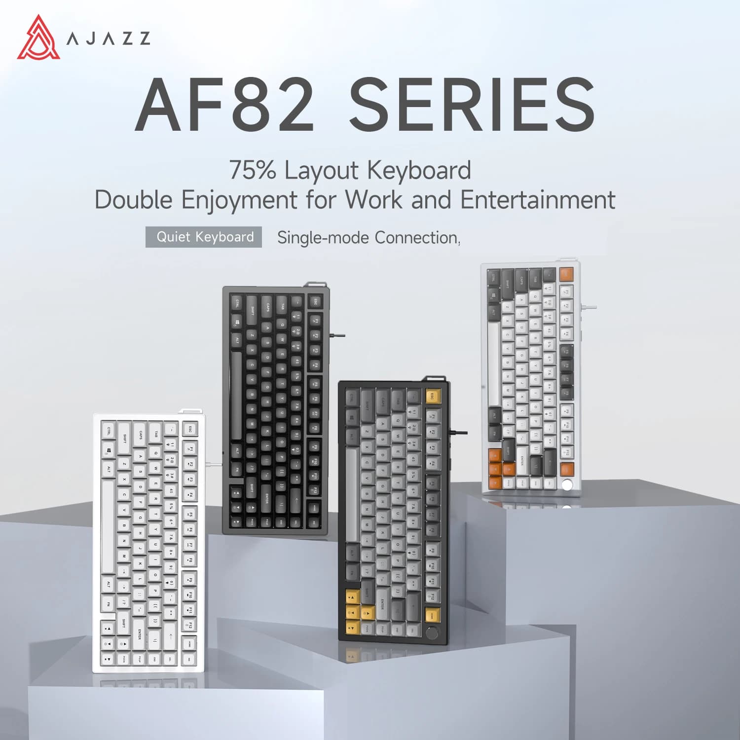 AJAZZ AF82 Wired Membrane Keyboard, Mixed Backlight, 75% Layout 82 Keys, Works with Windows & Mac, for Office and Gaming