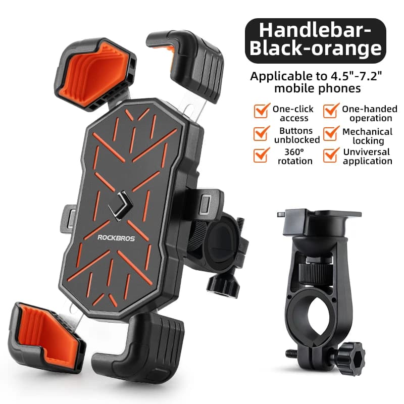 ROCKBROS Local Shipping Bike Phone Holder Motorcycle Electric Vehicle 360° Rotation Phone Holder 4.5 7.2 inch Shockproof Mobile Phone Stand Bicycle Mechanical Telescopic Bracket