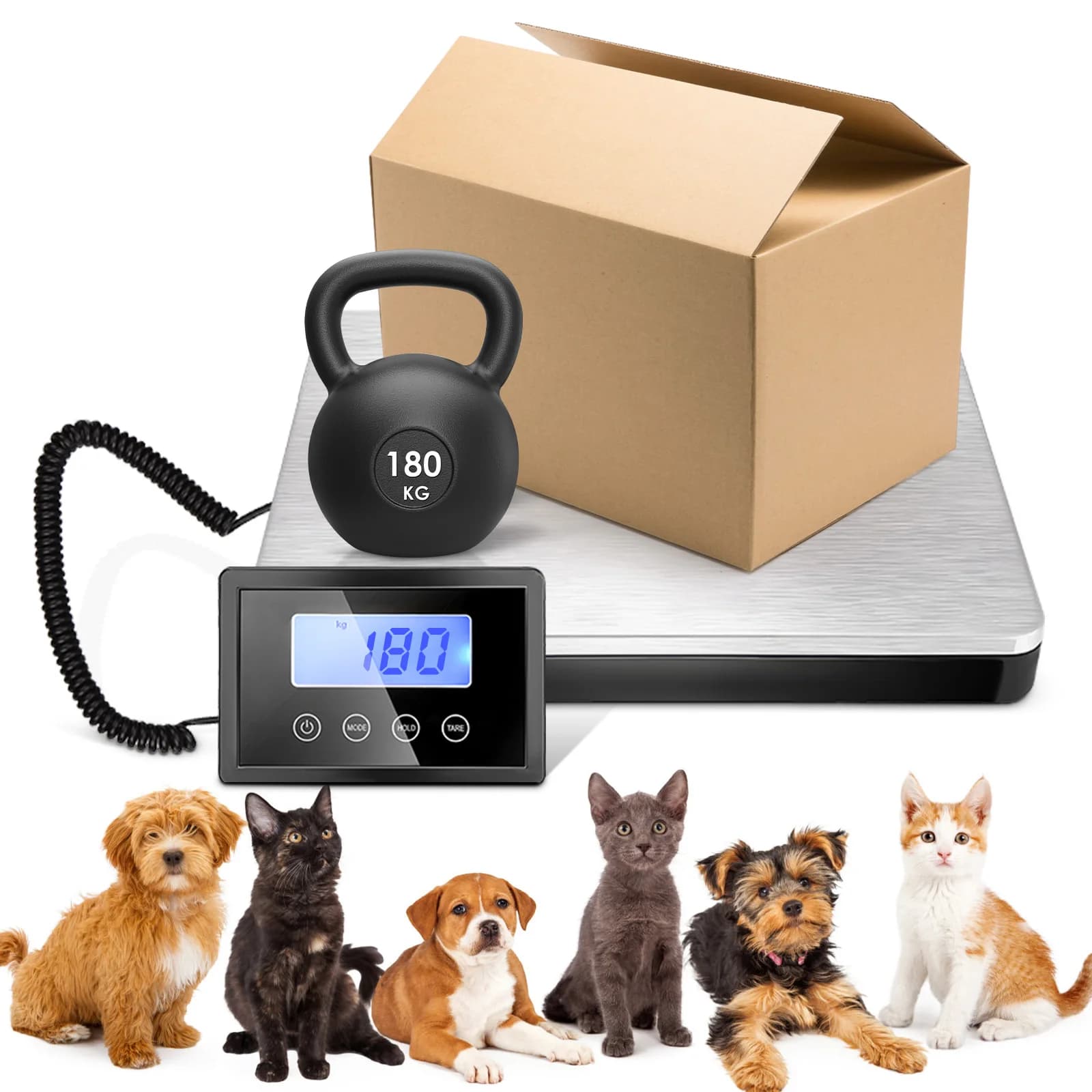 180kg/50g Platform scale digital scale, KG/LB/OZ stainless steel platform, with external LCD display cable, for industrial