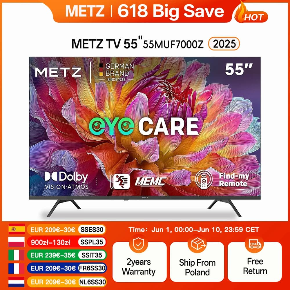 METZ QLED TV 43 Inch 4K Smart LED Television Google Tele HDR 10 MEMC DBX Dolby Atmos Game Hub EyeCare Tuner 2025 43 MQF7500Z