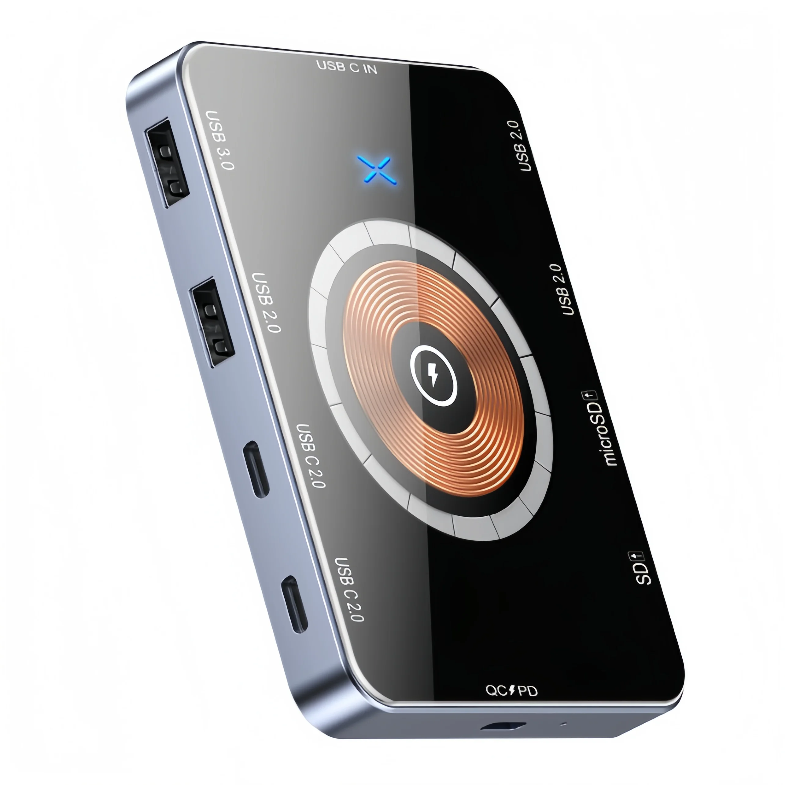 10-in-1 USB 3.0 Hub with Wireless Charger, PD 100W, SD/TF Card Reader, USB-C