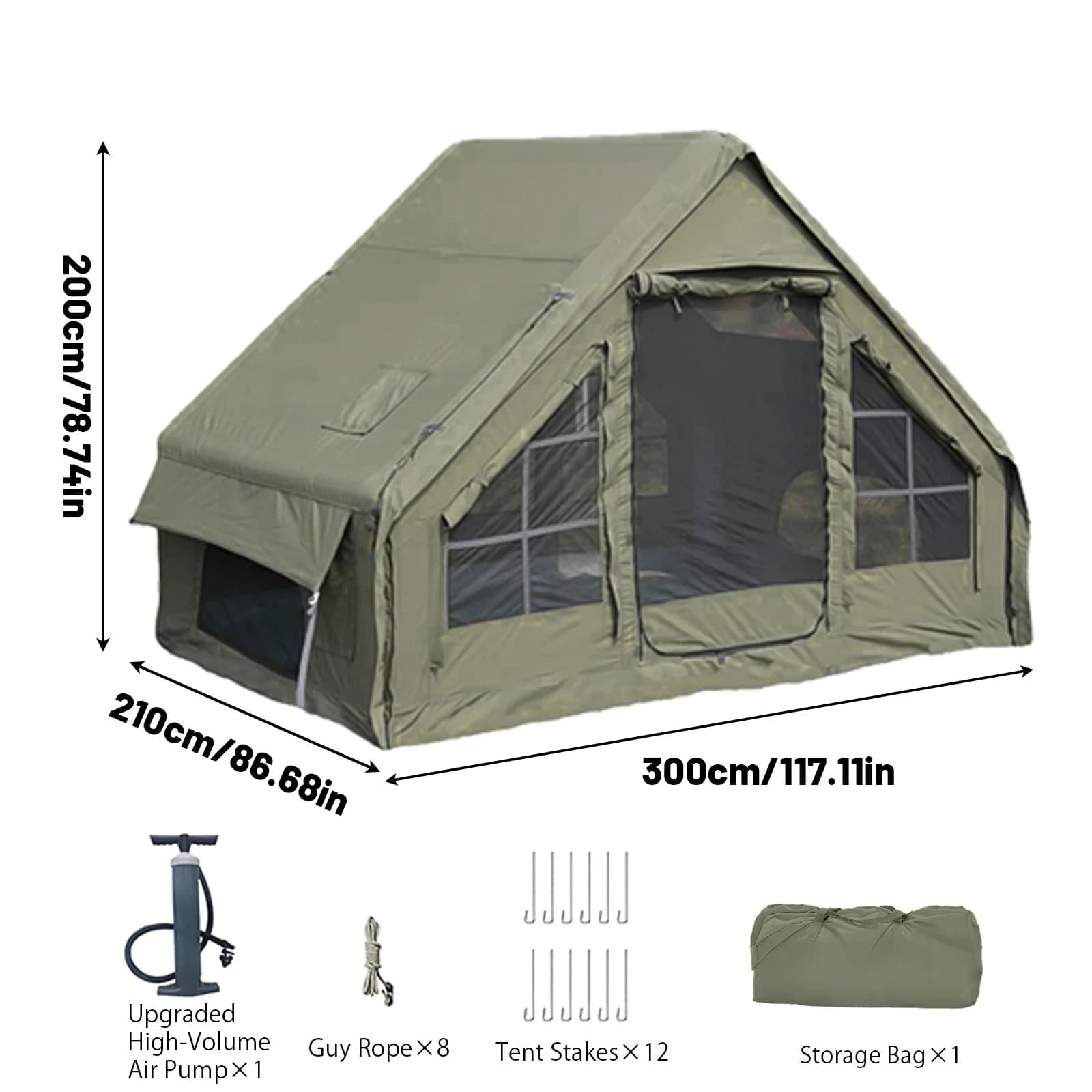 Inflatable Tent With Skylight Quick Setup Air Tent With Pump 4-6 Person Luxury Outdoor Family Camping Shelter