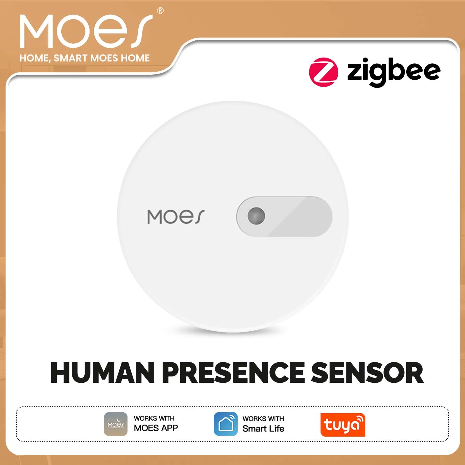 MOES ZigBee Human Presence Sensor Detector Radar Wave Detection Sensor for Home Security Tuya Smart Human Body Exists Sensor