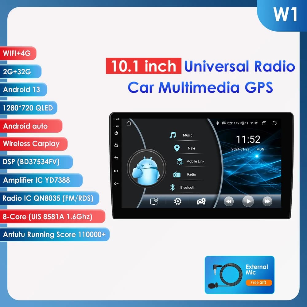 Hizpo 2 Din Android Car Radio Carplay 9 10.1 10.33 Inch Universal Multimedia Video Player Stereo Radio GPS For Nissan Hyundai VW