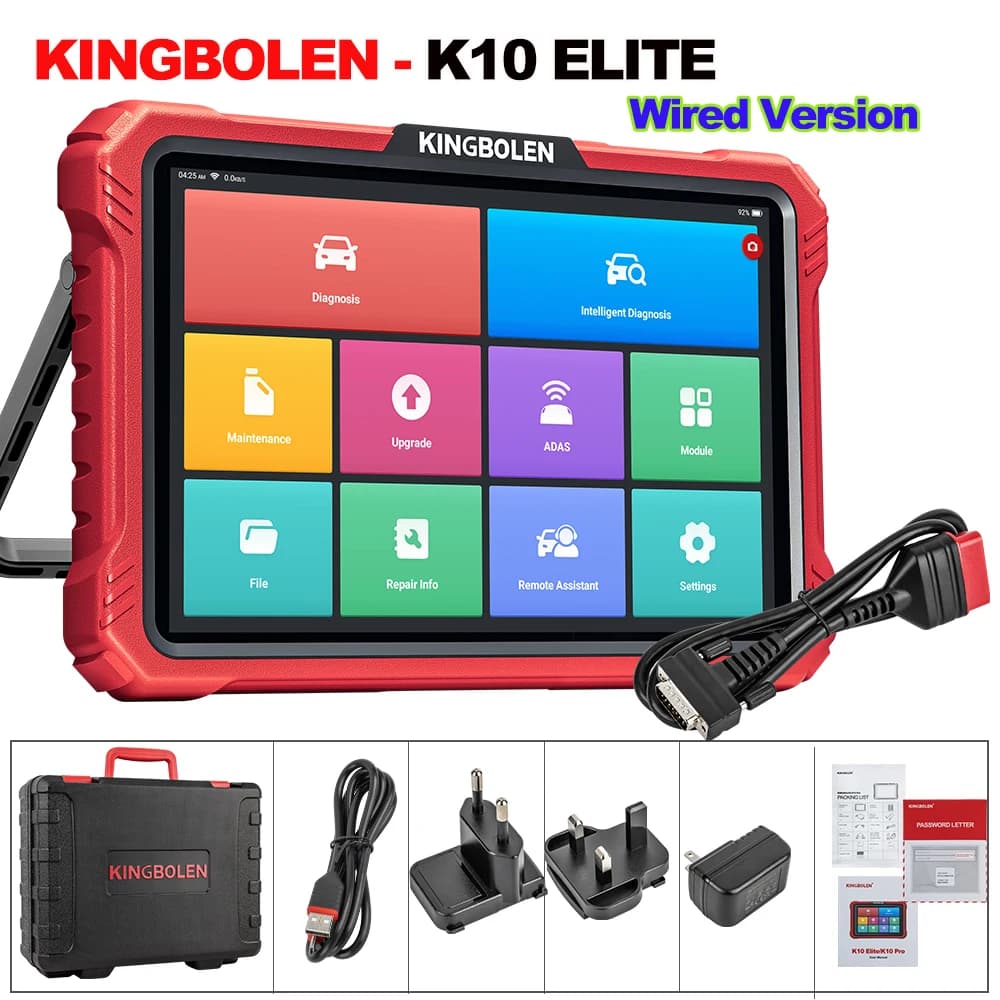 KINGBOLEN K10 Pro /K10 Elite 10.1 'Inch Full Systems Car Scanner Topology Map,Bidirectional Scan Tool,ECU Coding, 40 + Reset