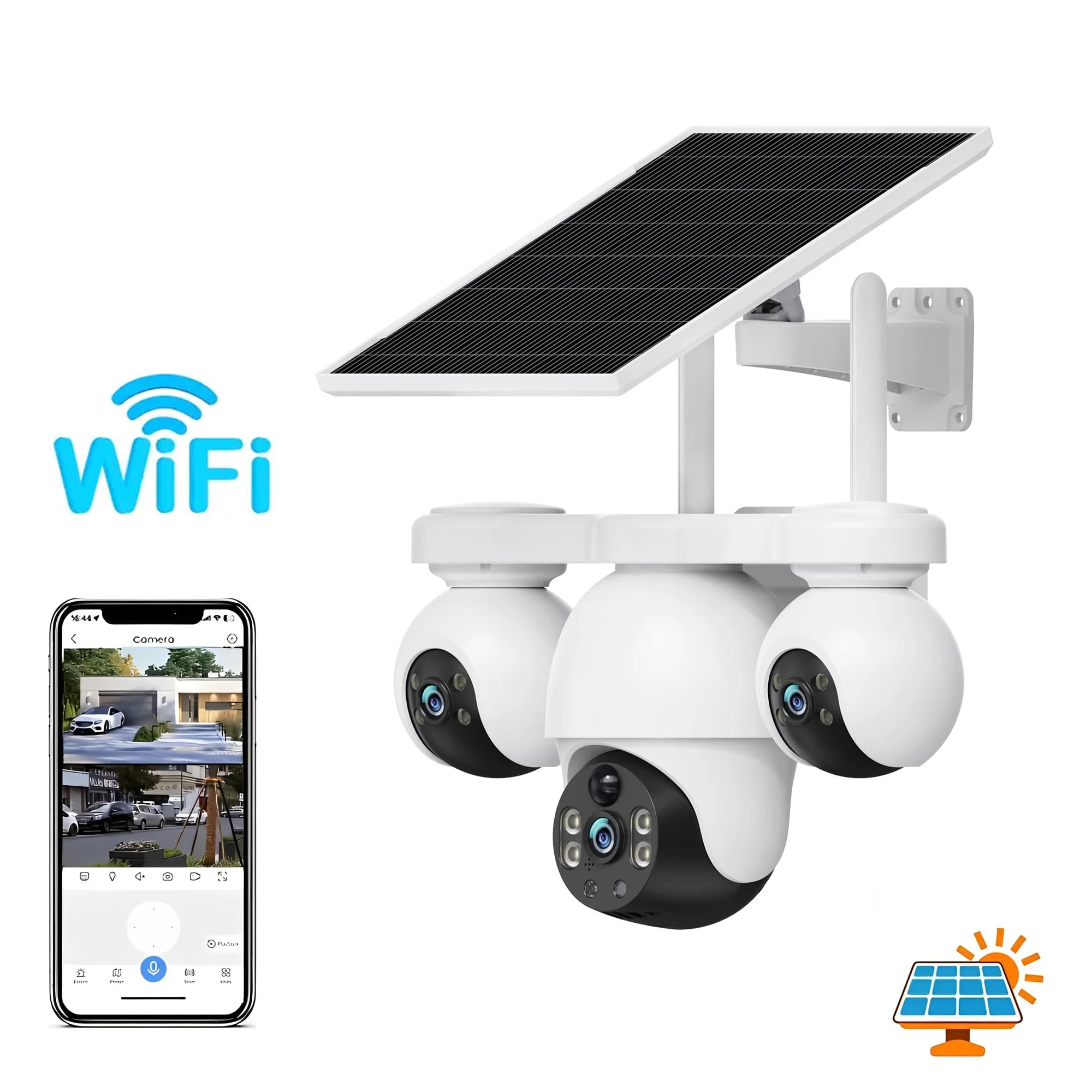 15MP 8K 4G IP Camera Three Lenses Solar Outdoor Waterproof Camera HD Low Power Battery PIR Night Vision WiFi CCTV Security Cam