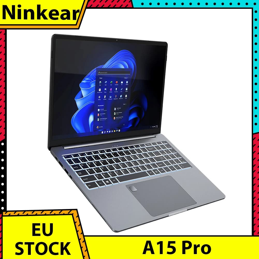 Ninkear A15 Pro Laptop, 16 inch 2560*1600 120Hz Screen, AMD Ryzen 5 5500U, 16GB DDR4 RAM, 1TB SSD, AMD Radeon Graphics, WiFi 6 Bluetooth 5.2, Fingerprint Unlock, 2*Type-C (Full-featured), 3*USB 3.0, 1*HDMI, 1*Micro SD Slot, 1*3.5mm Audio Jack