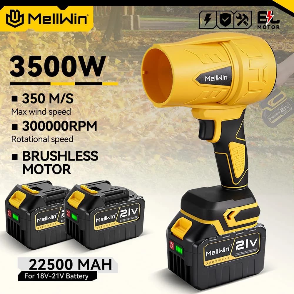 MELLWIN 350M/S Brushless Electric Turbo Fan Blower Jet Cordless Electric Blower Car Snow Dryer Tool for Makita 18V Battery Pin