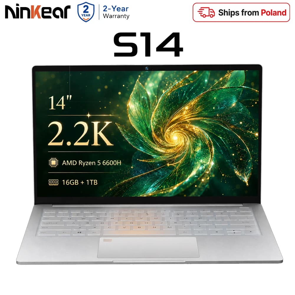 Ninkear S14 Laptop AMD Ryzen 5 6600H 14 Inch 2.2K 2240x1400 IPS, 16GB LPDDR5 512GB/1TB SSD, 1kg Ultra-Light Notebook, WiFi 6, PD 65W Fast Charge, Fingerprint Unlock, Windows 11