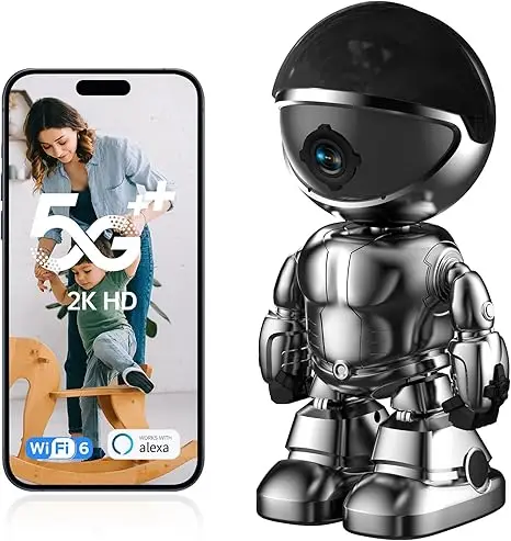2K HD Indoor Security Camera, Dual-Band 5GHz/2.4GHz WiFi Pan/Tilt Pet/Baby Monitor with App, IR Night Vision, Motion Alarm, Two-Way Talk & Alexa Compatible