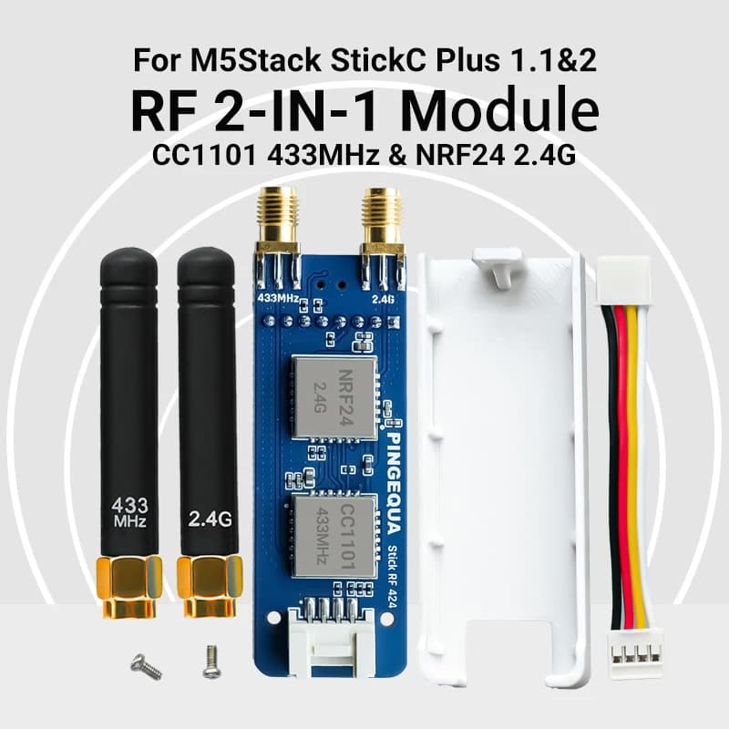 M5Stack StickC PLUS 2 NRF24 CC1101 Moudle, RF Expansion Board, 2.4GHz 433MHz, Support Bruce Firmware, Stick RF 424, PINGEQUA