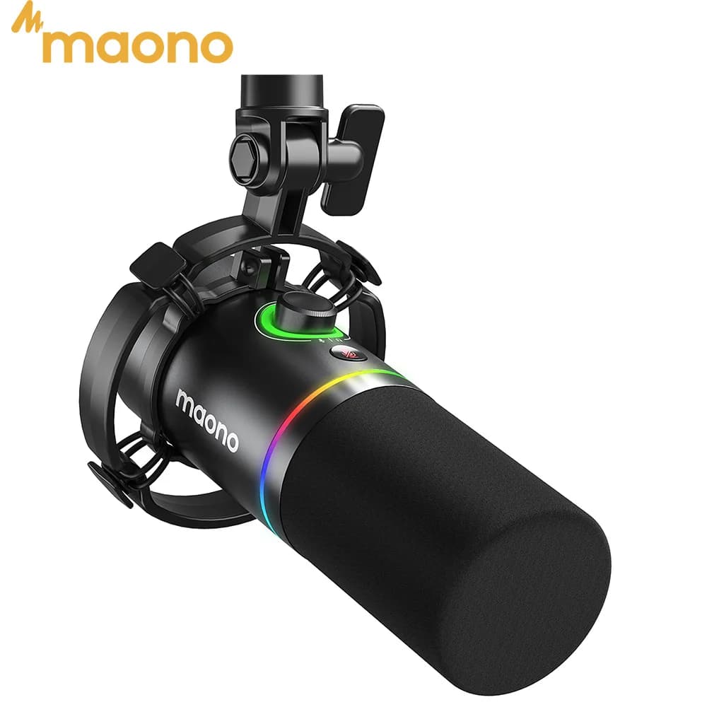 MAONO PD200X XLR/USB Dynamic Microphone for Gaming Recording Streaming Youtube Metal Mic with Software Tap-to-Mute Gain Knob