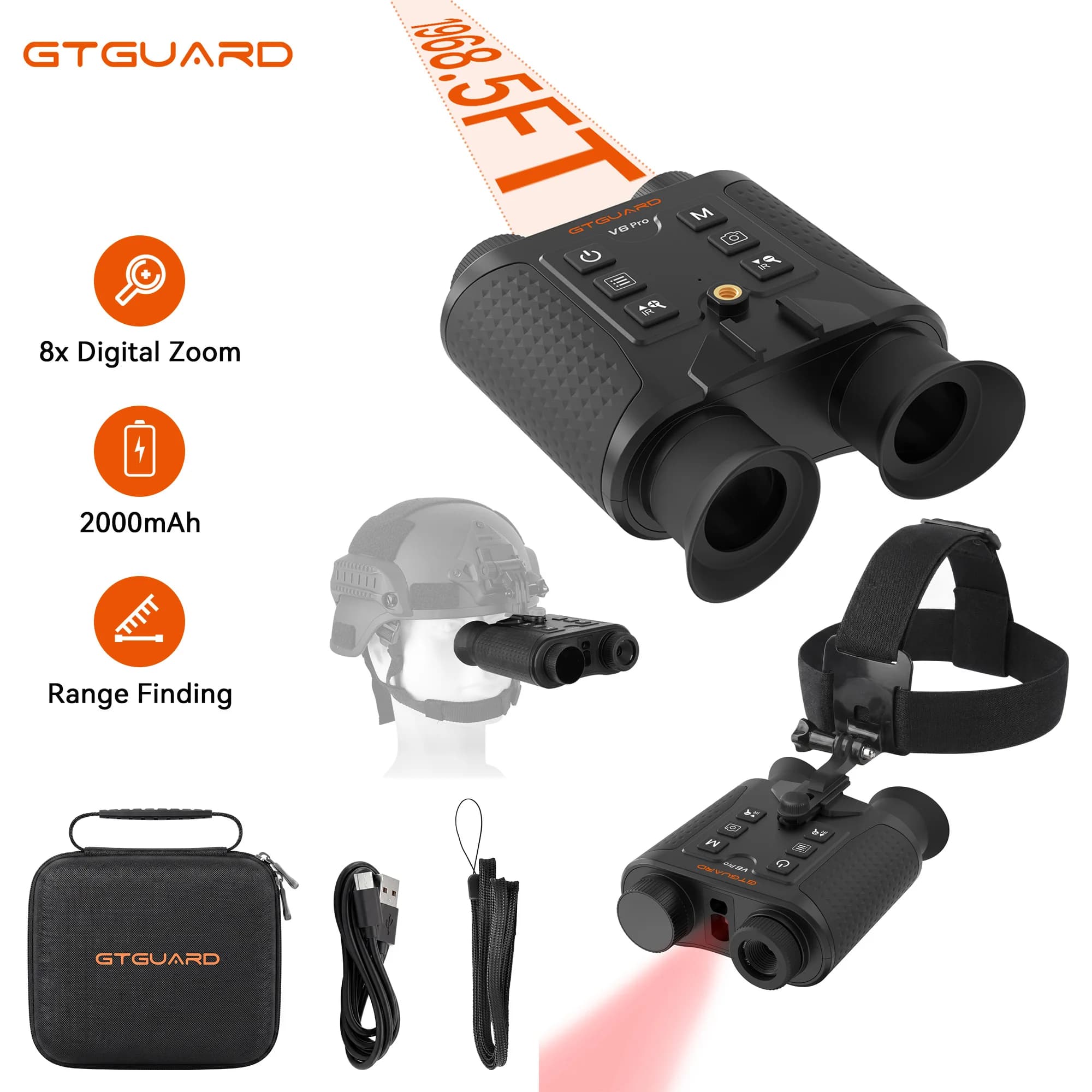 GTMEDIA Night Vision Binoculars 4K 8X Digital Zoom for Helmet Night Vision Goggles for Outdoor Hunting Night Vision Binoculars