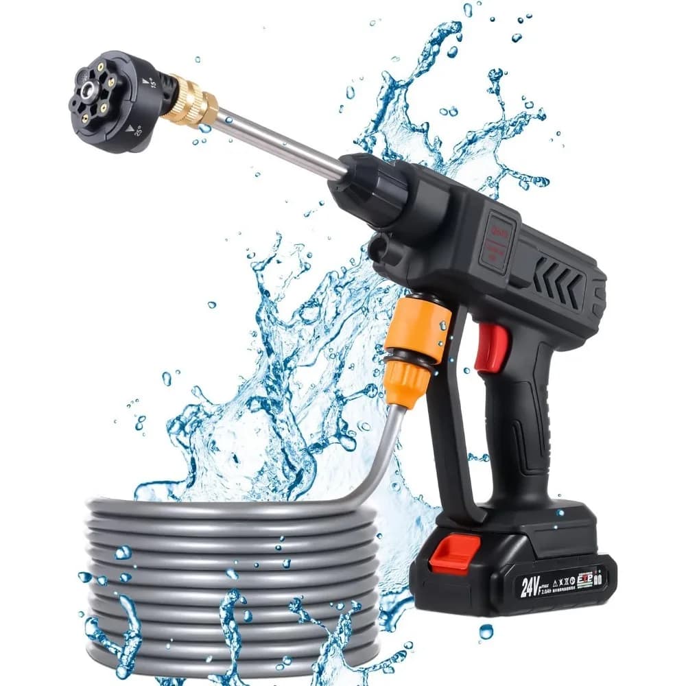 Cordless High Pressure Washer Copper Motor Portable Water Cleaner with 6 Spray Nozzles Ergonomic Handle for Car Balcony Window Floor Patio Cleaning Holiday Gift