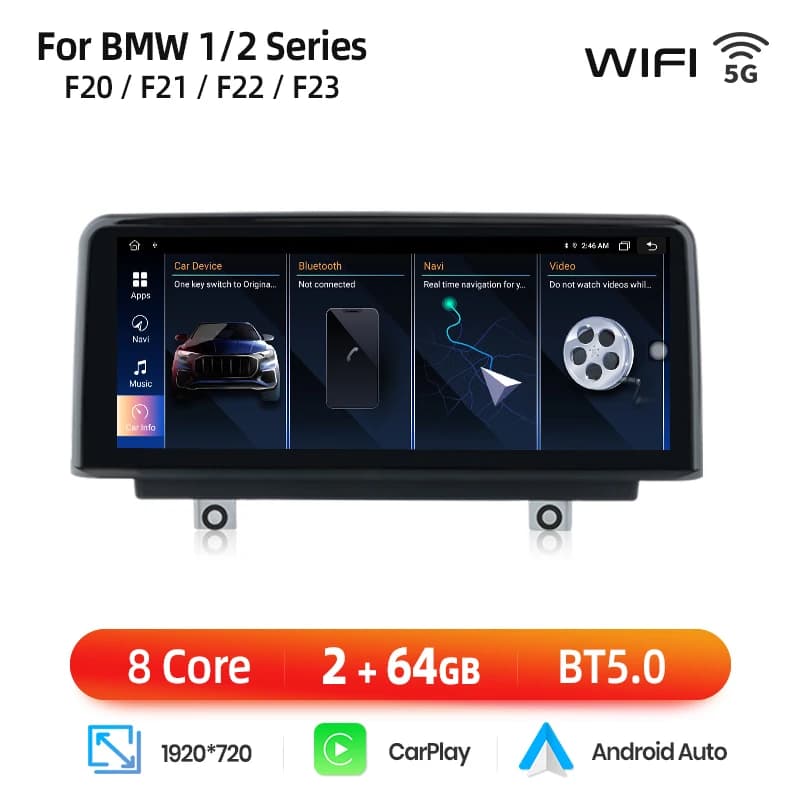 Junsun 1920*720 Wireless Carplay Android Auto Multimedia Car Radio For BMW 1 2 3 4 Series F20 F21 F22 F30 F31 F32 F33 F34 F36
