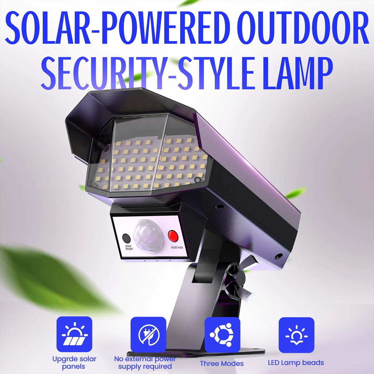 PIR Motion Sensor Outdoor Solar Security Lights, 3 Modes Waterproof Camera-Style LED Wall Lamp for Garden Yard Garage Pathway