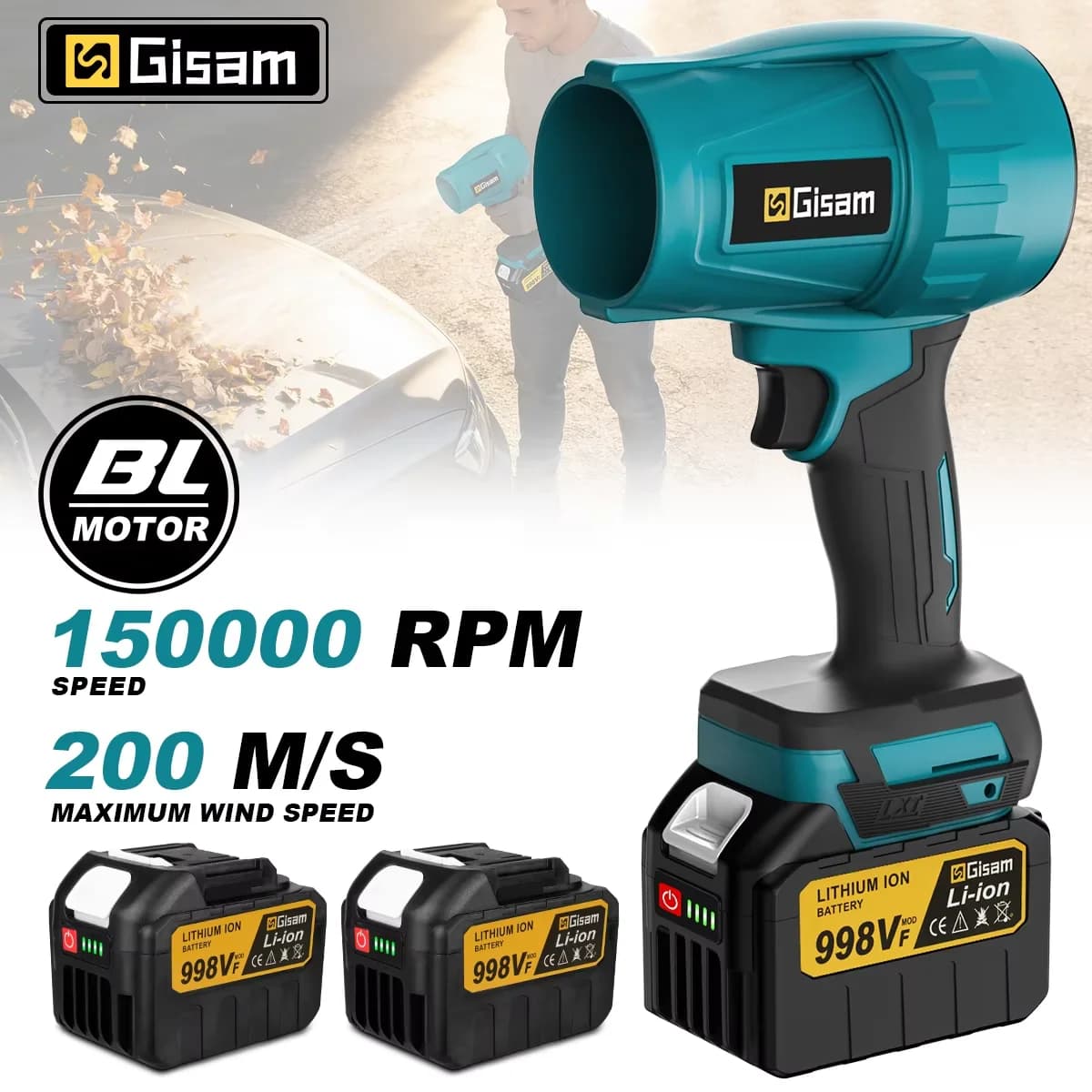 Gisam 150000RPM Brushless Electric Turbo Fan Cordless Leaf Air Blower Jet Fan Snow Dust Blowing Tool For Makita Battery Pins