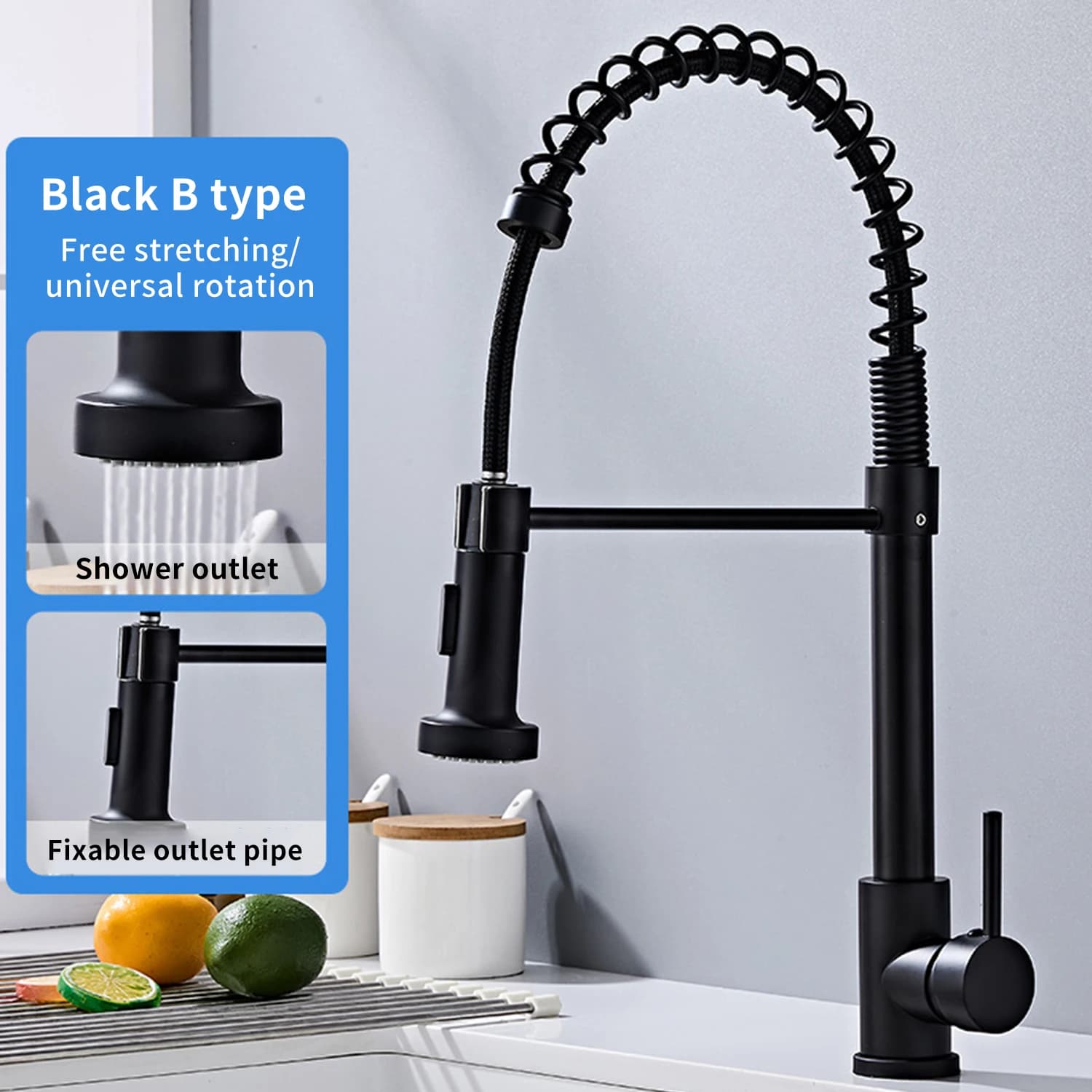 Spring Pull Down Kitchen Faucet  Deck Mounted Hot Cold Mixer Water Brushed Nickel Dual Spray Stream Head 360 Rotation Swivel Spout Sink Crane for Home Kitchen Bathroom