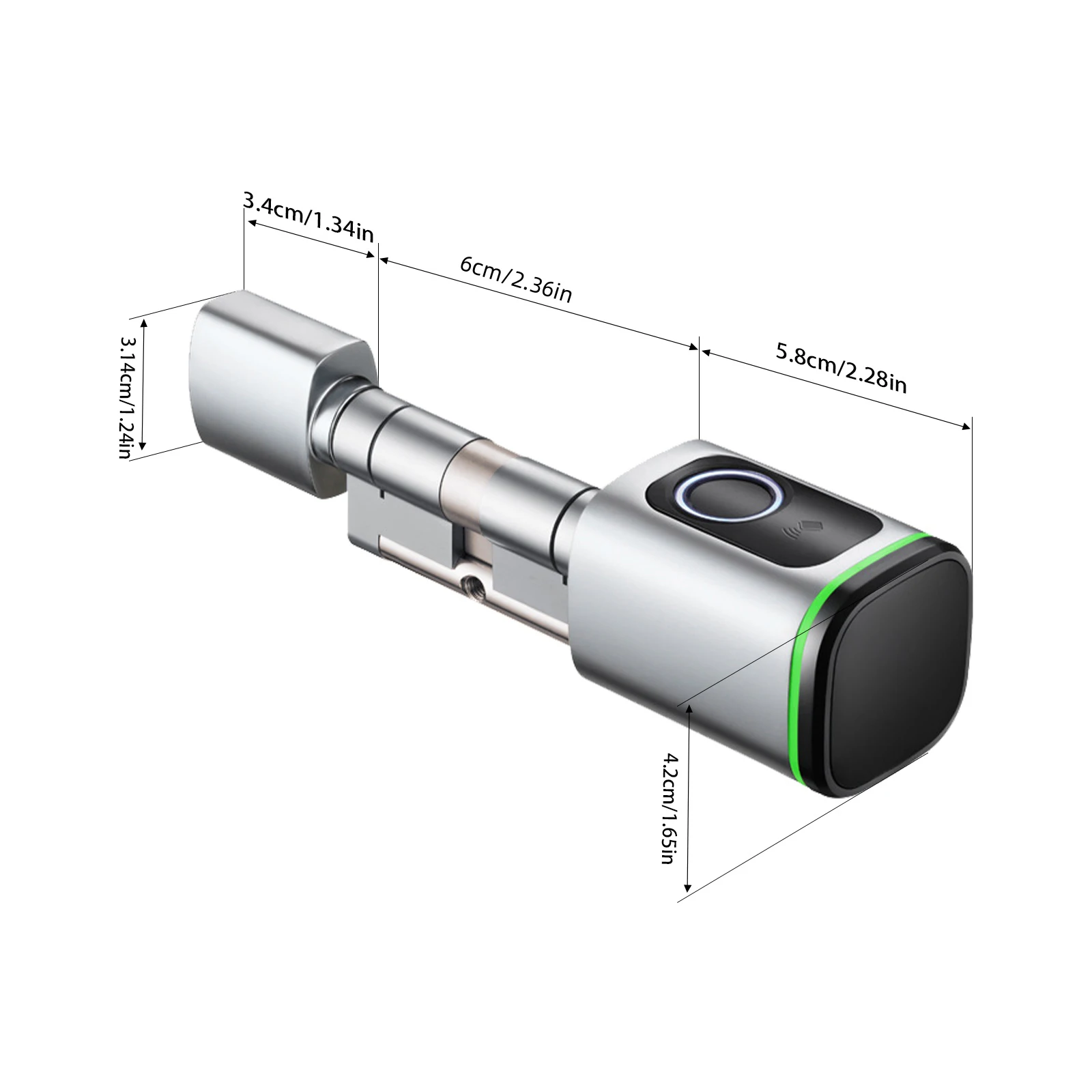 Bluetooth Smart Door Lock Fingerprint Locking Cylinder Unlock Method Fingerprint/App/Keycard/Manual Key for Home Office Security