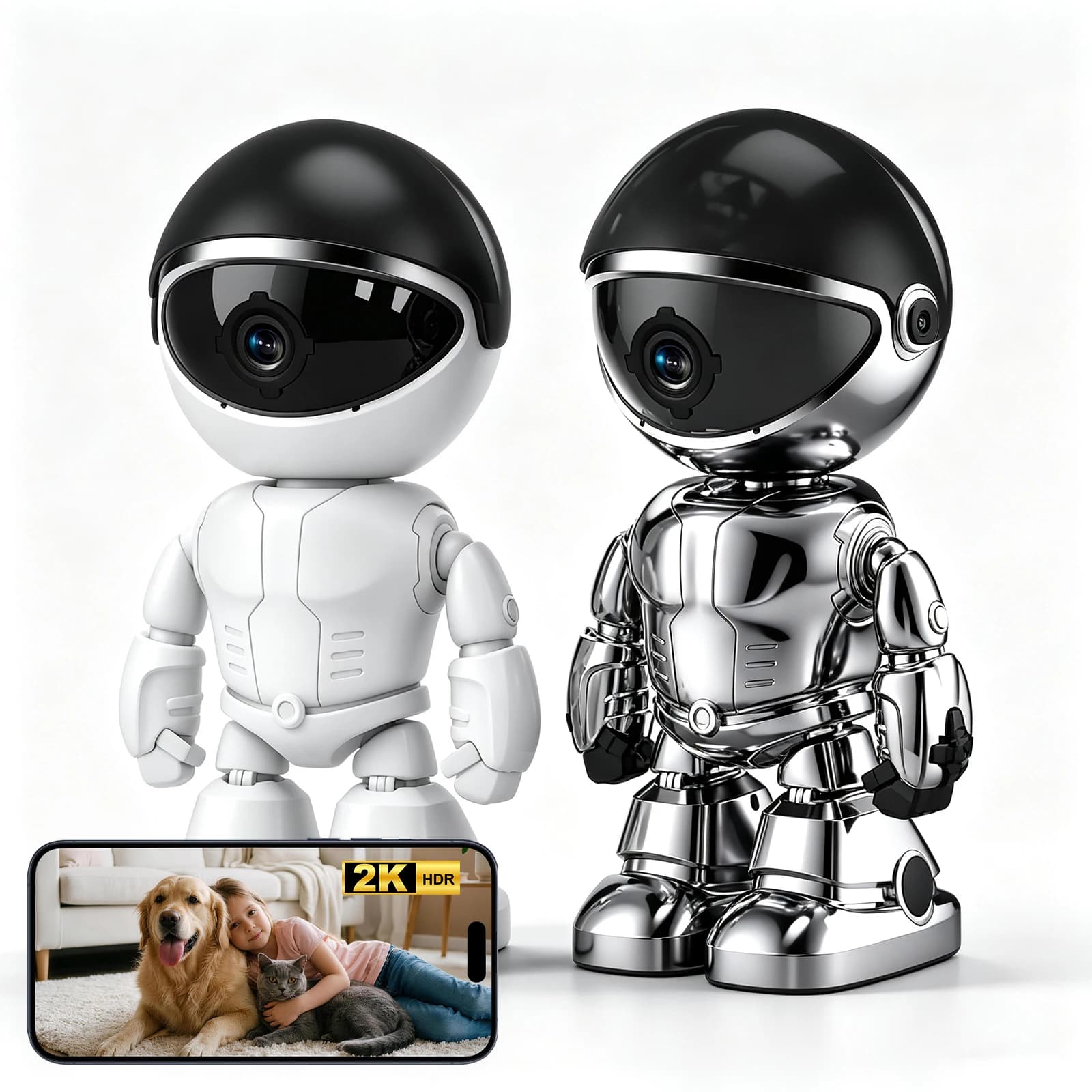 2-Pack 2K HD Dual-Band 5GHz/2.4GHz WiFi Indoor Security Cameras, Pan/Tilt Pet/Baby Monitor with App, IR Night Vision, Motion Alarm & Two-Way Talk, Alexa Compatible