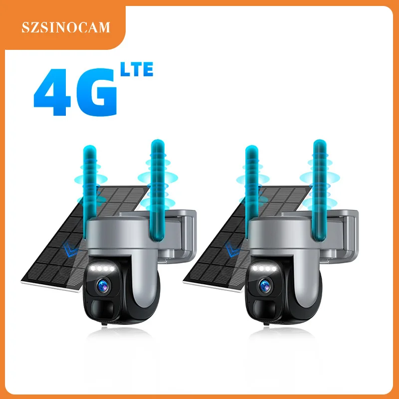 SZSINOCAM  2PCS EU4G SIM Card Solar Camera 3MP PIR Human Detect Built-in Rechargeable Battery Surveillance IP Camera
