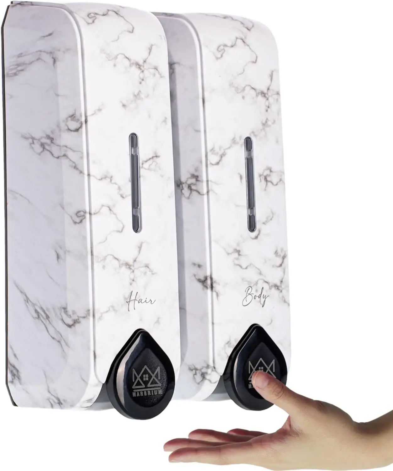 Double Wall Dispenser For Shampoo Soap 2x350 ml White Marble Gel Container Bathroom Accessories Shower Organizer Liquid Dispenser Bathroom Decor Soap Pump Kitchen Equipment
