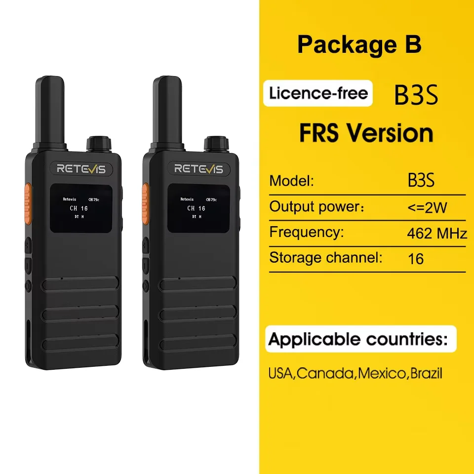 Retevis B63S(3nd Gen RT622) Walkie Talkie 2 Pcs with LCD Screen Ultra-thin, License-free, Type C, for Communication Radios