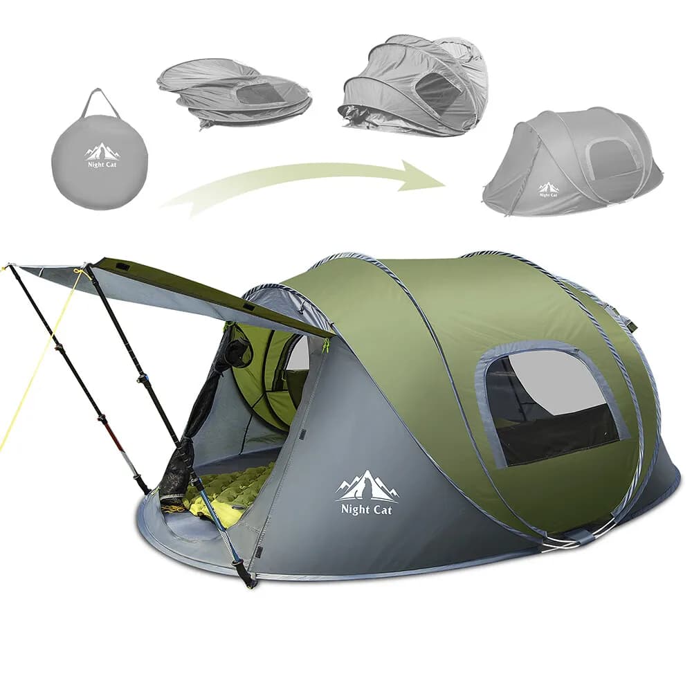 Night Cat Pop Up Tent 2 Person:2 Man Tent Waterproof Instant Camping Tent Backpack Trekking Outdoor for River Mountain
