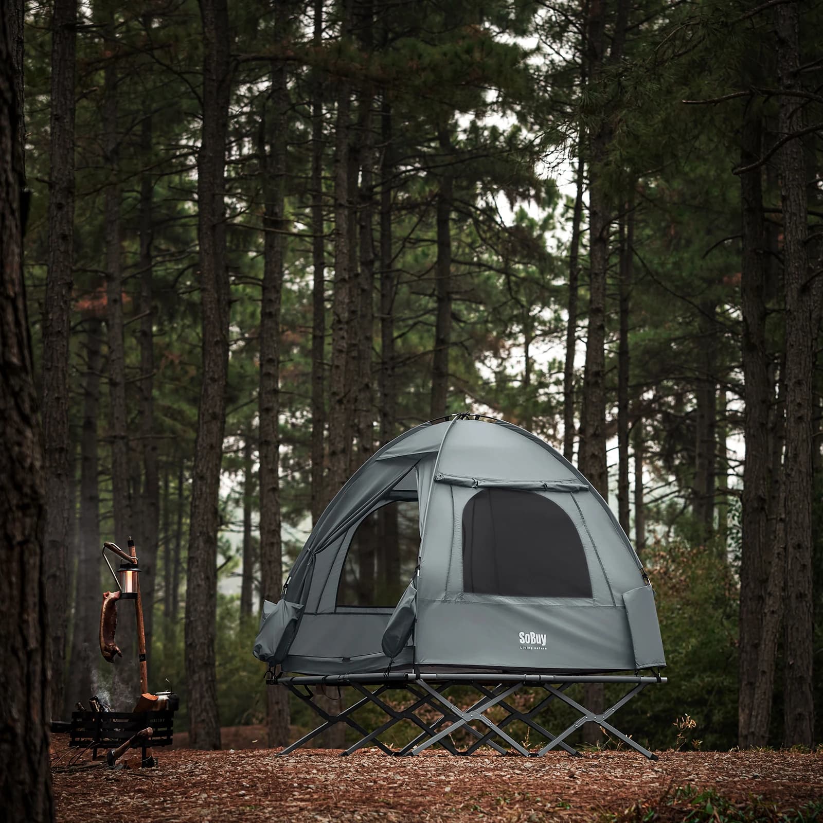SoBuy OGS32-L camp bed with tent 2 persons 7in1 throwing tent with air pump, rolling bag, sleeping bag 193x188x145cm to 180 kg