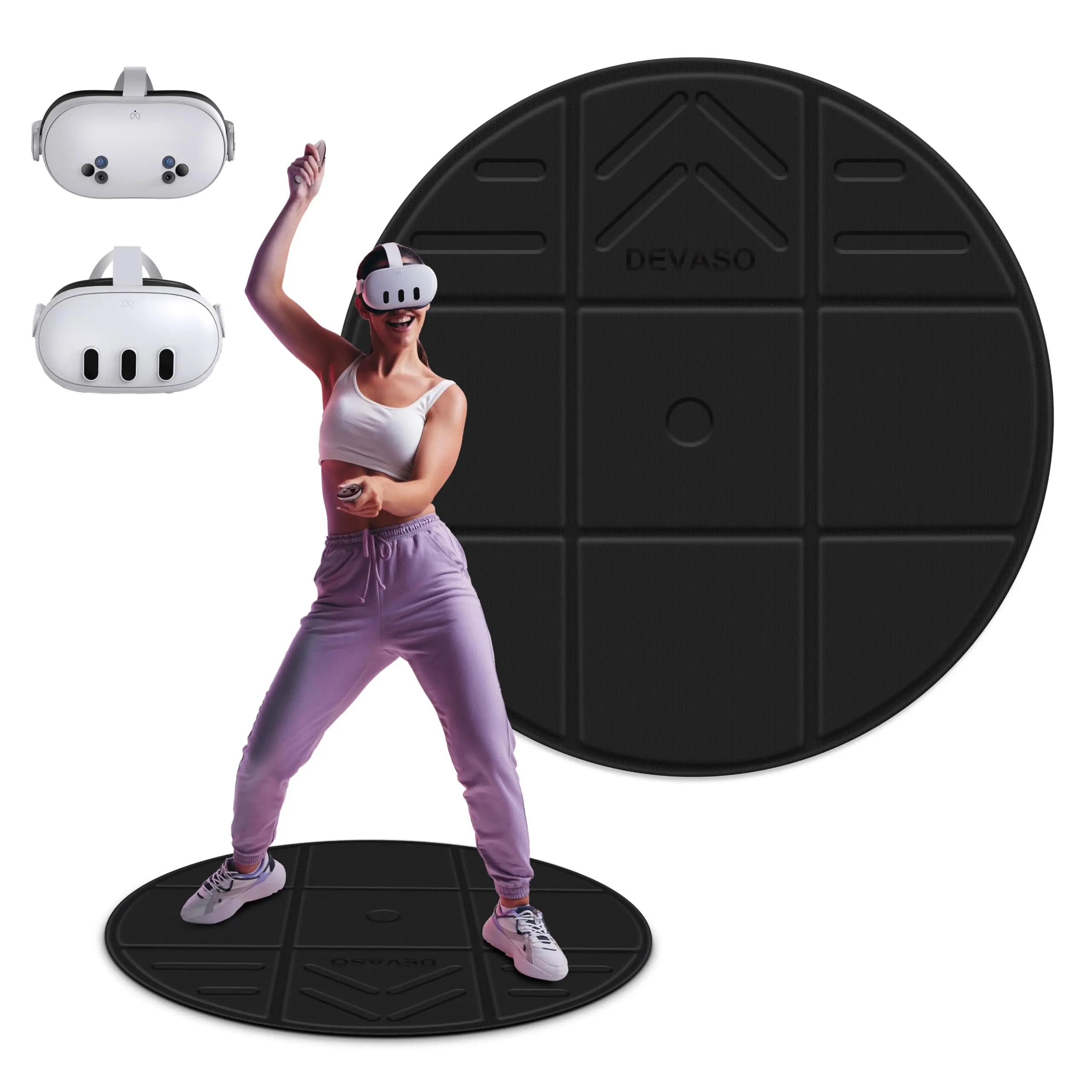 STARTRC Foldable VR Mat for Meta Quest 3S/Quest 3, Round Anti Fatigue Large Mat, Anti-Slip and Comfortable Floor Mat, Premium Game Accessories Compatible with PSVR2, Quest 2/Pro/Apple Vision Pro
