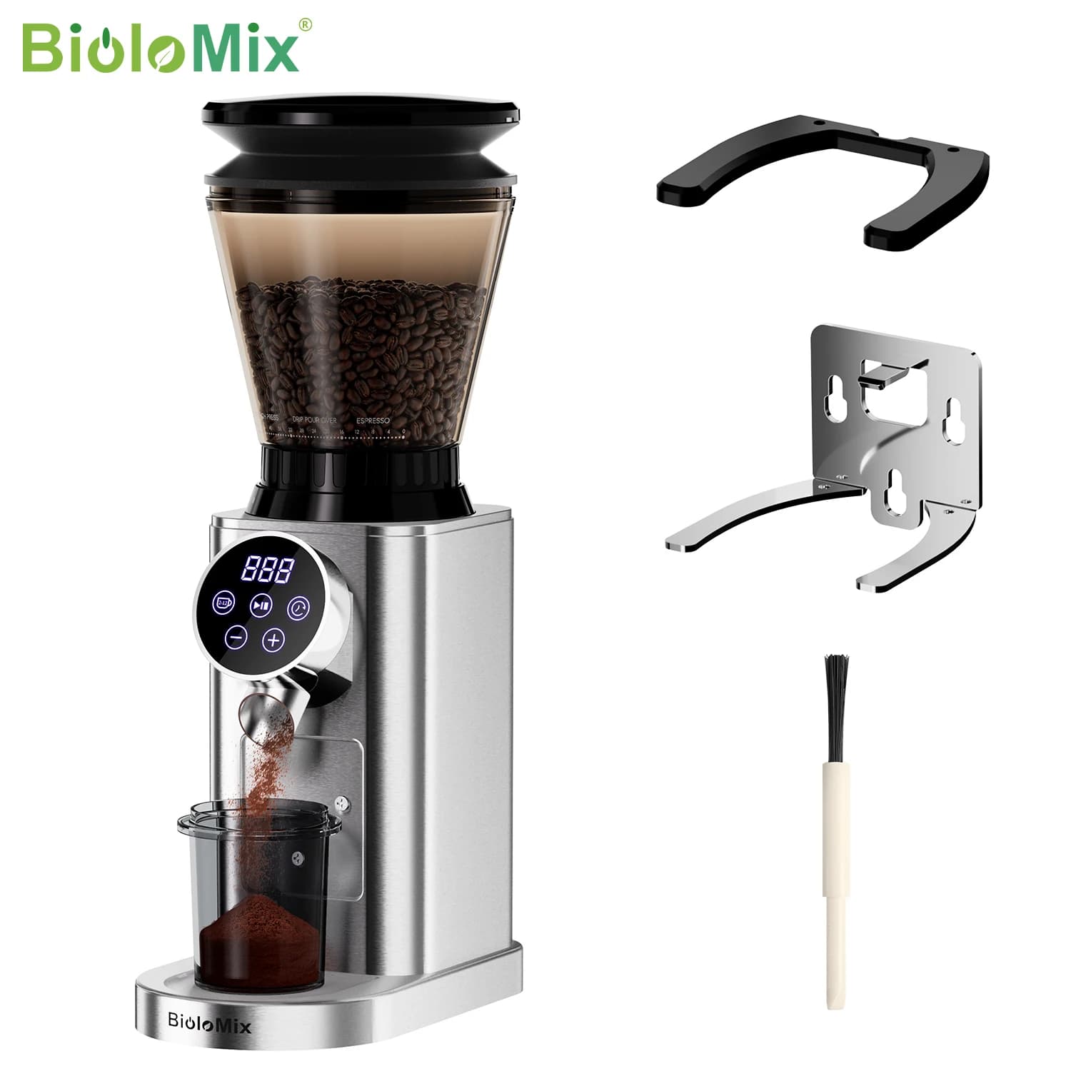 CoffArt by BioloMix Electric Conical Burr Coffee Grinder with Removable Holder,with 48 Grind Settings Adjustable,for Espresso Coffee