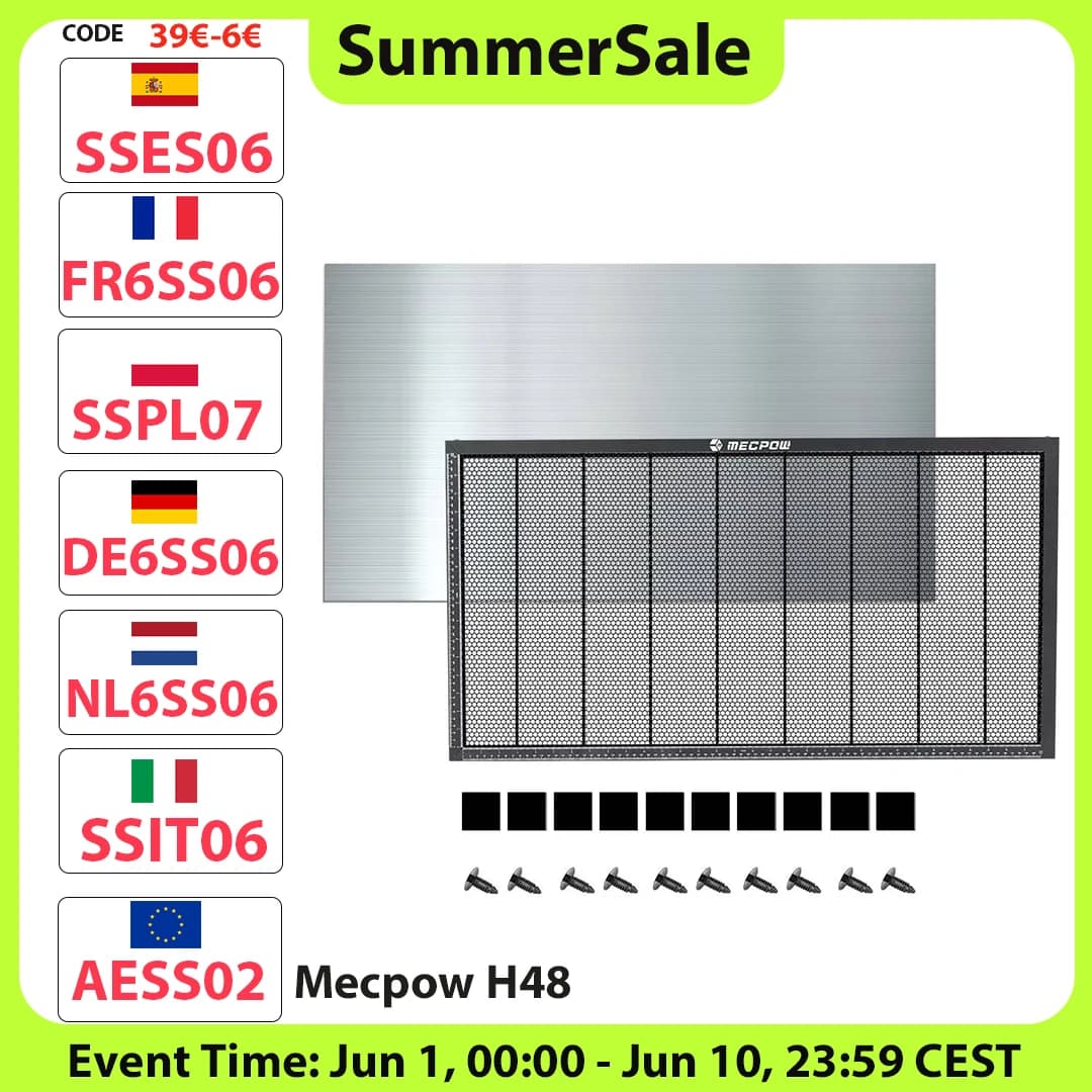 Mecpow H48  450*850mm Laser Engraver Honeycomb Working Table Board Platform for Laser Engraving Cutting Machine, Aluminum Alloy, Great Compatibility, Better Engraving Effect, Easy Observation, All-Met