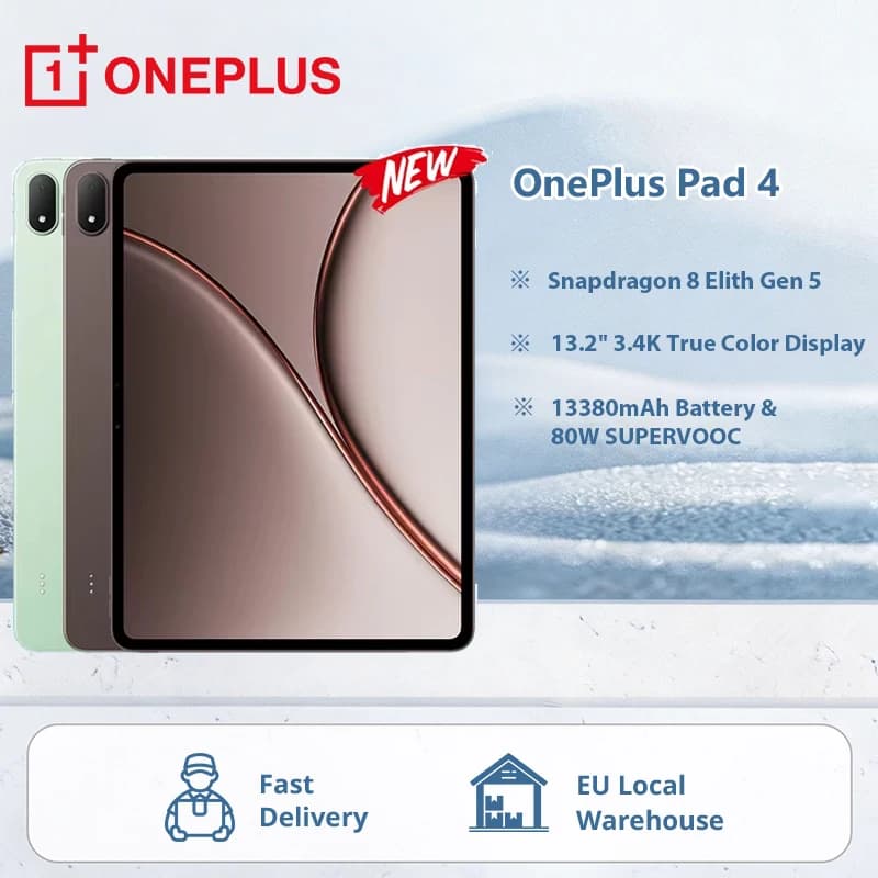 New OnePlus Pad 4 Tablet WIFI 13.2 ''LCD 144Hz Display Snapdragon 8 Elite Gen 5 13380mAh Battery 8 loudspeaker 13MP Camera Without charger